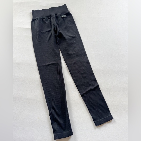Young LA Size S Black Workout Ribbed Leggings - Picture 1 of 6